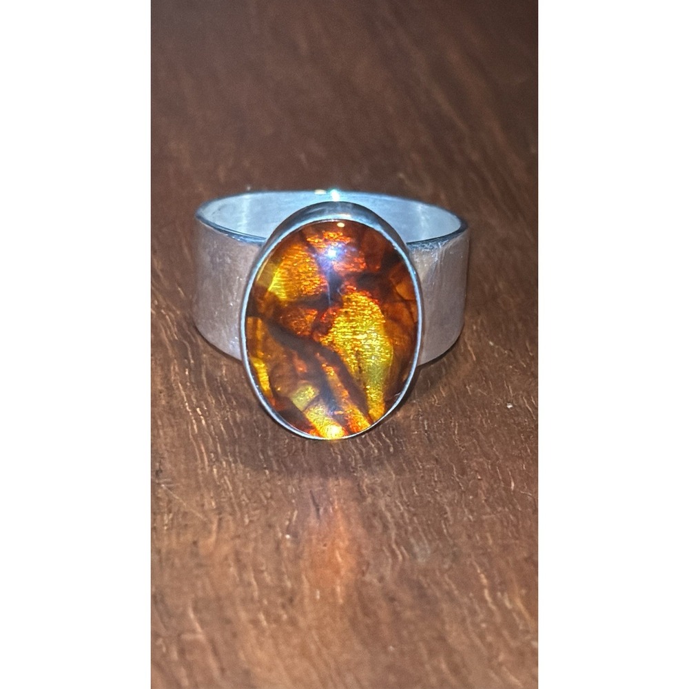 Jay King DTR Sterling Silver 925 and Oval Amber Ring Size 8